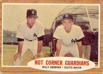 1962 Topps #163 Hot Corner Guardians (Clete Boyer / Billy Gardner) Front