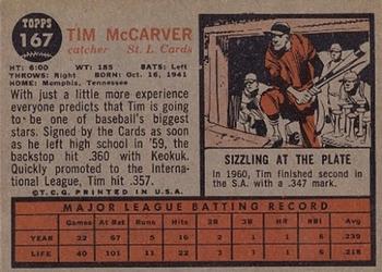 1962 Topps #167 Tim McCarver Back