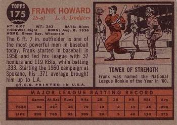 1962 Topps #175 Frank Howard Back