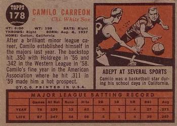 1962 Topps #178 Camilo Carreon Back