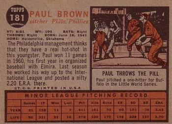 1962 Topps #181 Paul Brown Back