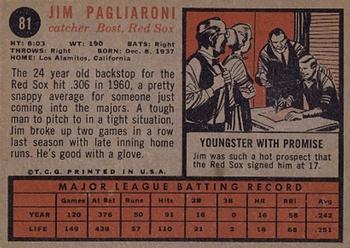 1962 Topps #81 Jim Pagliaroni Back
