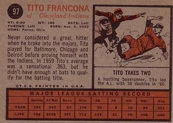 1962 Topps #97 Tito Francona Back