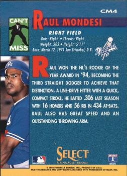 1995 Select - Can't Miss #CM4 Raul Mondesi Back