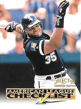 1995 Select Certified - Checklists #2 American League Checklist Front