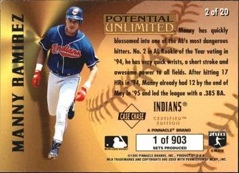 1995 Select Certified - Potential Unlimited (PR903) #2 Manny Ramirez Back