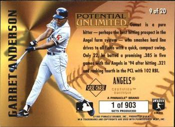 1995 Select Certified - Potential Unlimited (PR903) #9 Garret Anderson Back