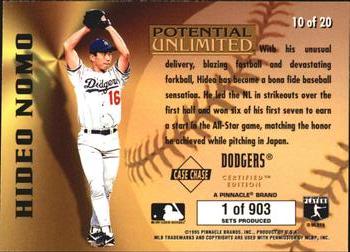 1995 Select Certified - Potential Unlimited (PR903) #10 Hideo Nomo Back