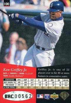 1995 SP #100 Ken Griffey Jr. Back