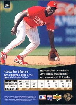 1995 SP #89 Charlie Hayes Back