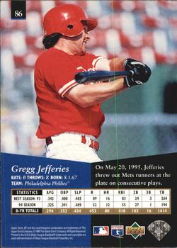1995 SP - Superbafoil #86 Gregg Jefferies Back