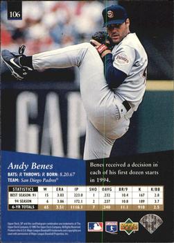 1995 SP - Superbafoil #106 Andy Benes Back