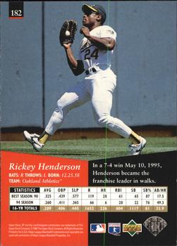 1995 SP - Superbafoil #182 Rickey Henderson Back