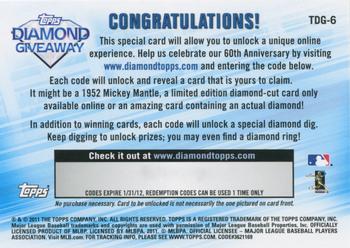 2011 Topps - Diamond Giveaway #TDG-6 Roy Halladay Back