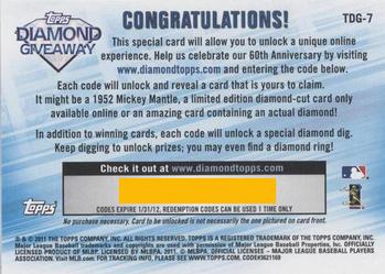 2011 Topps - Diamond Giveaway #TDG-7 Derek Jeter Back