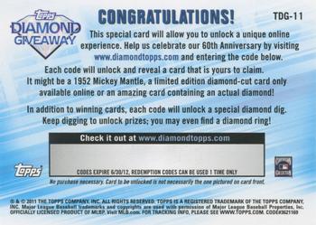 2011 Topps - Diamond Giveaway #TDG-11 Tony Gwynn Back