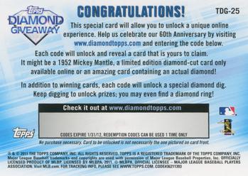 2011 Topps - Diamond Giveaway #TDG-25 Adrian Beltre Back