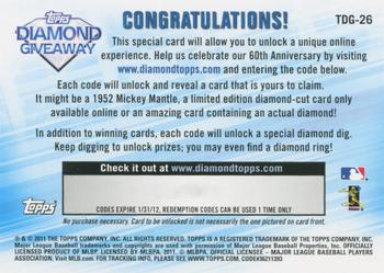 2011 Topps - Diamond Giveaway #TDG-26 Carl Crawford Back