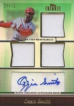 2011 Topps Tribute - Autograph Triple Relics Green #TATR-OS Ozzie Smith Front