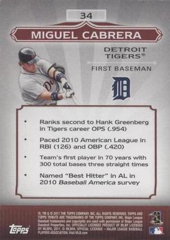 2011 Topps Tribute - Gold #34 Miguel Cabrera Back