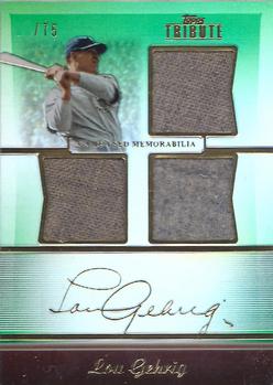 2011 Topps Tribute - Triple Relics Green #TTR-LG Lou Gehrig Front