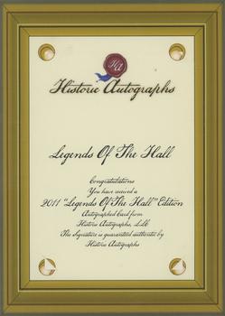 2011 Historic Autographs Legends of the Hall #NNO Gary Carter Back