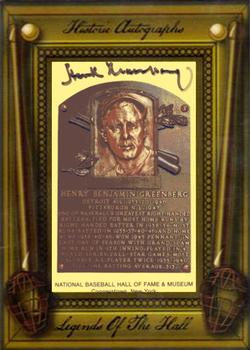 2011 Historic Autographs Legends of the Hall #NNO Hank Greenberg Front