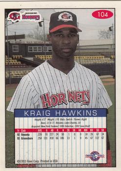 1993-94 Fleer Excel #104 Kraig Hawkins Back
