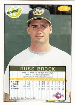 1993-94 Fleer Excel #118 Russ Brock Back