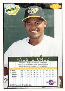 1993-94 Fleer Excel #119 Fausto Cruz Back