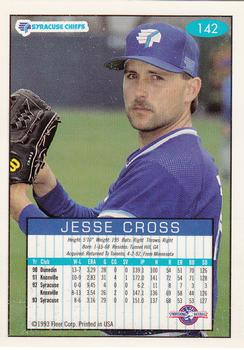 1993-94 Fleer Excel #142 Jesse Cross Back