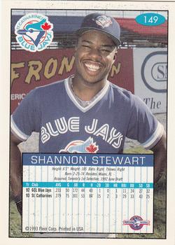 1993-94 Fleer Excel #149 Shannon Stewart Back