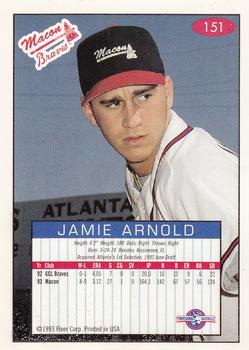 1993-94 Fleer Excel #151 Jamie Arnold Back