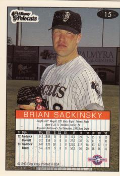 1993-94 Fleer Excel #15 Brian Sackinsky Back