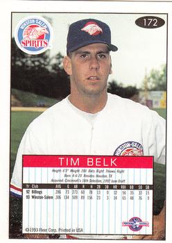 1993-94 Fleer Excel #172 Tim Belk Back
