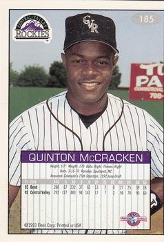 1993-94 Fleer Excel #185 Quinton McCracken Back