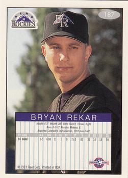 1993-94 Fleer Excel #187 Bryan Rekar Back