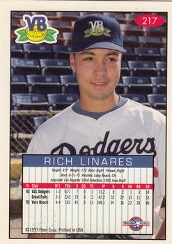 1993-94 Fleer Excel #217 Rich Linares Back