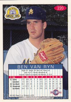 1993-94 Fleer Excel #220 Ben Van Ryn Back
