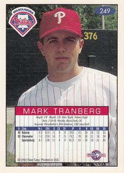 1993-94 Fleer Excel #249 Mark Tranberg Back