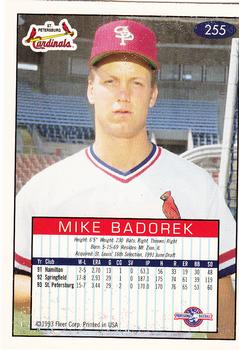 1993-94 Fleer Excel #255 Mike Badorek Back
