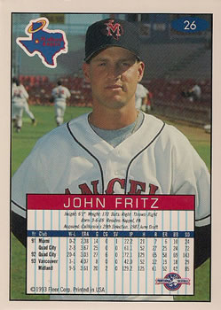 1993-94 Fleer Excel #26 John Fritz Back