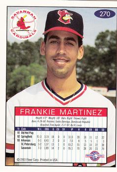 1993-94 Fleer Excel #270 Frankie Martinez Back