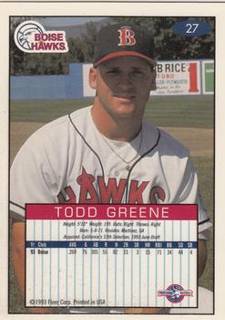 1993-94 Fleer Excel #27 Todd Greene Back