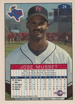 1993-94 Fleer Excel #28 Jose Musset Back