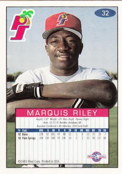 1993-94 Fleer Excel #32 Marquis Riley Back