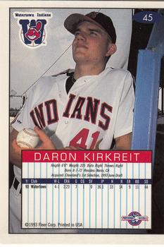 1993-94 Fleer Excel #45 Daron Kirkreit Back
