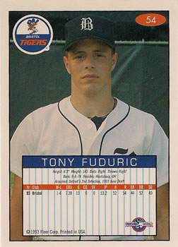 1993-94 Fleer Excel #54 Tony Fuduric Back