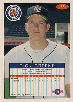 1993-94 Fleer Excel #55 Rick Greene Back