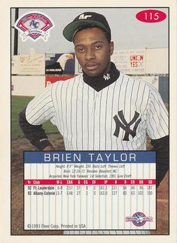 1993-94 Fleer Excel #115 Brien Taylor Back